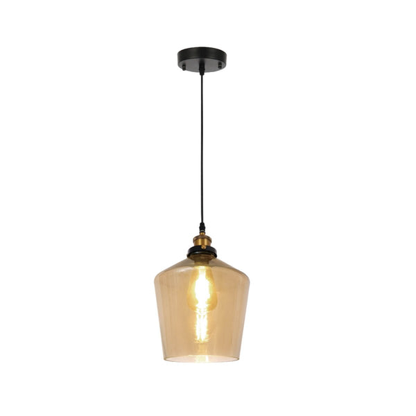 Amber Glass Schoolhouse Pendant Ceiling Light E27