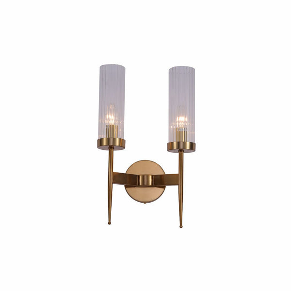 Gold Aluminium Bronze or Black Clear Reeded Cylinder Glass Joseph Fonteyn Fluted Torch Wall Sconce Light