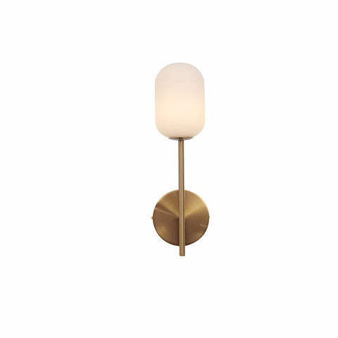 Gold Aluminium Bronze Metal Opal Glass Cylinder Wall Light G9