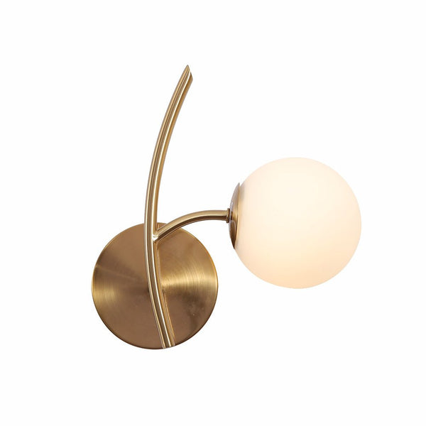 Gold Aluminium Bronze Metal Opal Glass Globe Wall Light G9 Fitting