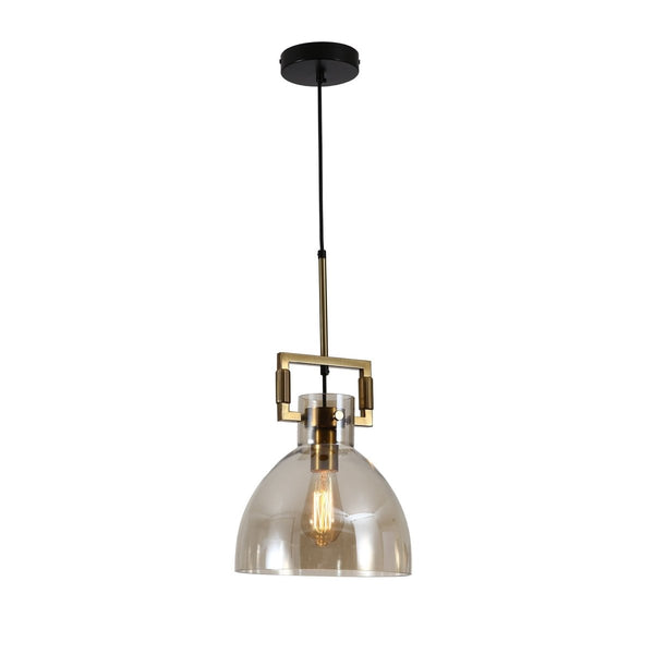 Amber Globe Funnel Dome Glass Gold Metal Body Ceiling Pendant Light