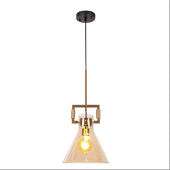 Amber Globe Funnel Dome Glass Gold Metal Body Ceiling Pendant Light