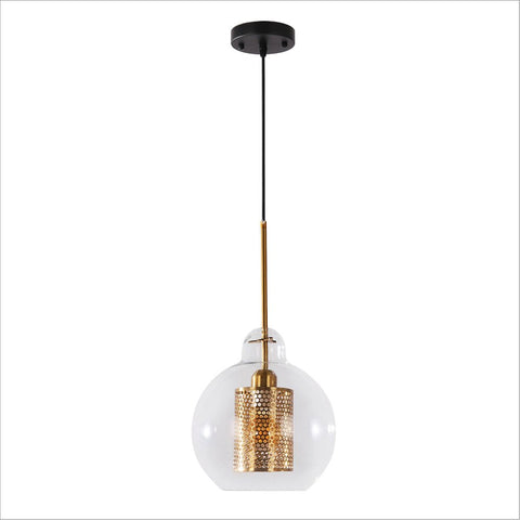 Golden Metal Clear Glass Globe Pendant Ceiling Light E27