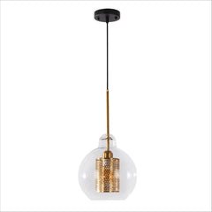 Golden Metal Clear Glass Globe Pendant Ceiling Light E27