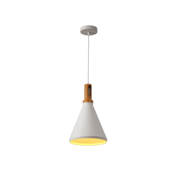 Capo Funnel Cone Flat Nordic Wood Top Designer Metal Pendant Ceiling Light E27