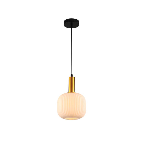 Sawyer Ribbed Fluted Reeded Maloto Lantern Green Opal Purple Amber Glass Pendant Ceiling Light E27 Gold Metal Top