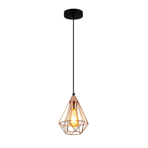 Rose Gold Metal Cage Pendant Ceiling Light E27