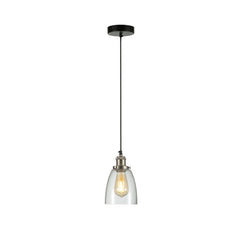 Hoxton Silver Metal Clear Glass Cone Dome Pendant Ceiling Light