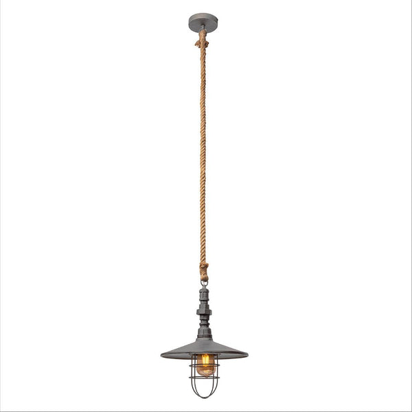 Hemp Rope Silvery Grey Metal Industrial Vintage Pendant Ceiling Light