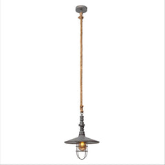 Hemp Rope Silvery Grey Metal Industrial Vintage Pendant Ceiling Light