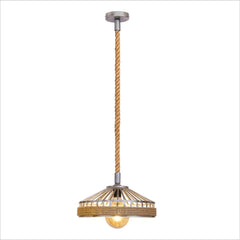 Silvery Grey Metal Hemp Rope Cage Pendant Ceiling Light E27