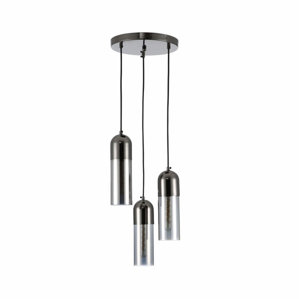 Sleek Duo-Tone Cylinder Pendant Ceiling Light - Amber Bronze or Smoky Black Variants