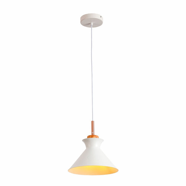 Capo Funnel Cone Flat Nordic Wood Top Designer Metal Pendant Ceiling Light E27