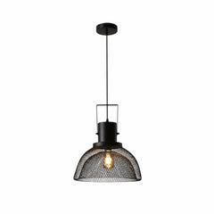 Industrial Double Mesh Caged Handled Dome Black Metal Pendant Ceiling Light E27