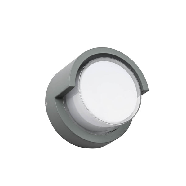 LED Diecast Aluminium Round Hood Wall Lamp 12W IP54 Grey