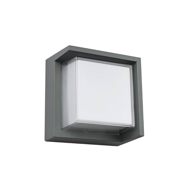 LED Diecast Aluminium Square Hood Wall Lamp 12W IP54 Grey