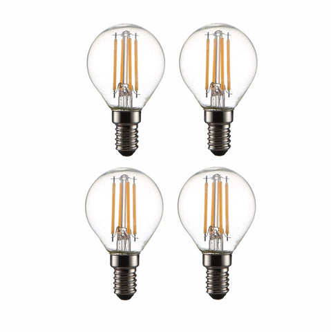 LED Dimmable Filament P45 Golf Ball Bulb E14 Small Edison Screw 4W Pack of 4 Warm White