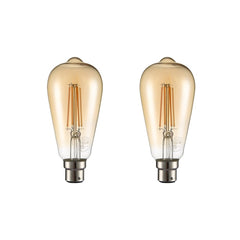 LED Dimmable Filament ST64 Edison Bulb B22 Bayonet Cap 6.5W Pack of 2