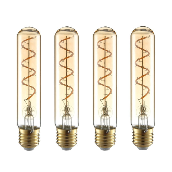 LED Dimmable Filament T45 T30 Tubular Bulb E27 Edison Screw 4W Pack of 4 Warm White
