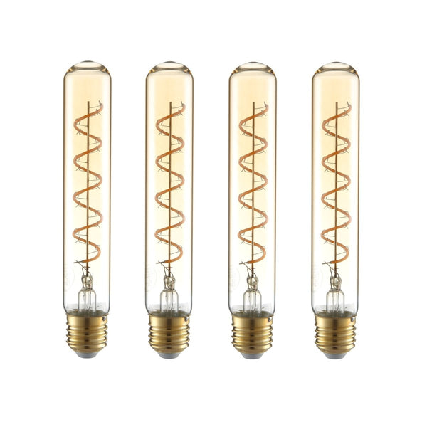LED Dimmable Filament T45 T30 Tubular Bulb E27 Edison Screw 4W Pack of 4 Warm White