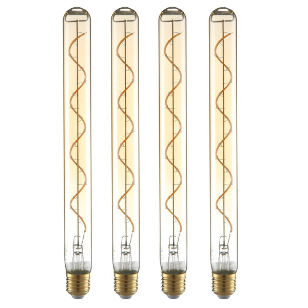 LED Dimmable Filament T45 T30 Tubular Bulb E27 Edison Screw 4W Pack of 4 Warm White