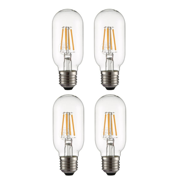 LED Dimmable Filament T45 T30 Tubular Bulb E27 Edison Screw 4W Pack of 4 Warm White