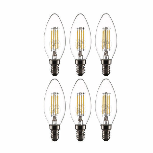 TEKLED
LED Filament C35 Candle Bulb E14 Small Edison Screw 4W - Flame Tip / 2700K Warm White / Pack of 6 or 10.