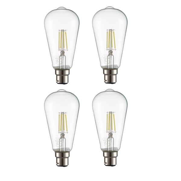 LED Filament ST64 Edison Bulb B22 Bayonet Cap Pack of 4