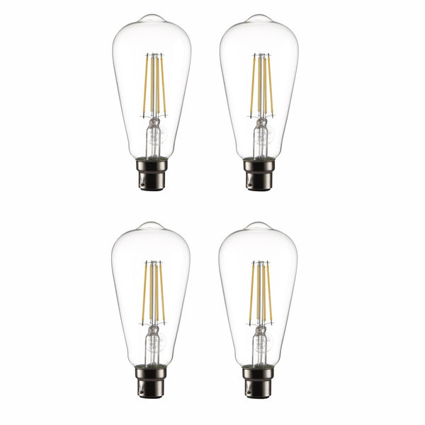 LED Filament ST64 Edison Bulb B22 Bayonet Cap Pack of 4