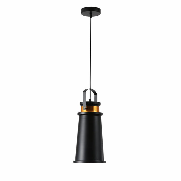 Loft Cafe Bar Counter Exhibition Hall Pub Aisle Black Gold Funnel Handled Metal Pendant Ceiling Light