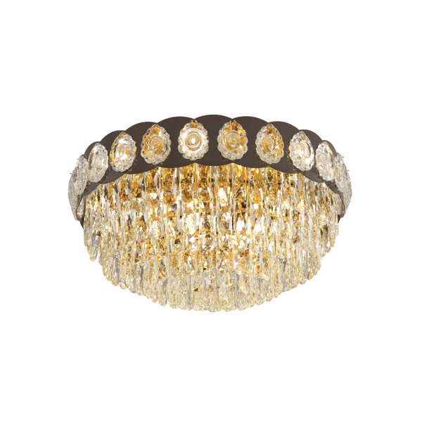 Luxury Clear Crystal Flush Modern Ceiling Chandelier Light Gold