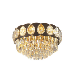 Luxury Clear Crystal Flush Modern Ceiling Chandelier Light Gold