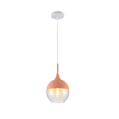 Macaron Salmon Pink-Olive Green-Mustard Yellow Dome Glass Pendant Ceiling Light E27 Fitting
