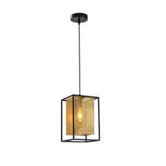 Matte Gold Metal Shade Black Cage Pendant or Island Ceiling Light E27 Fitting