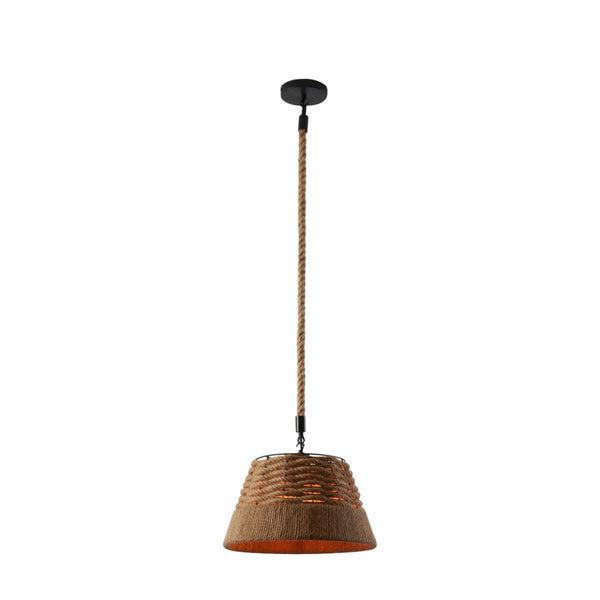 Farmhouse Rustic Metal Body Hemp Rope Shade Pendant Ceiling Light E27