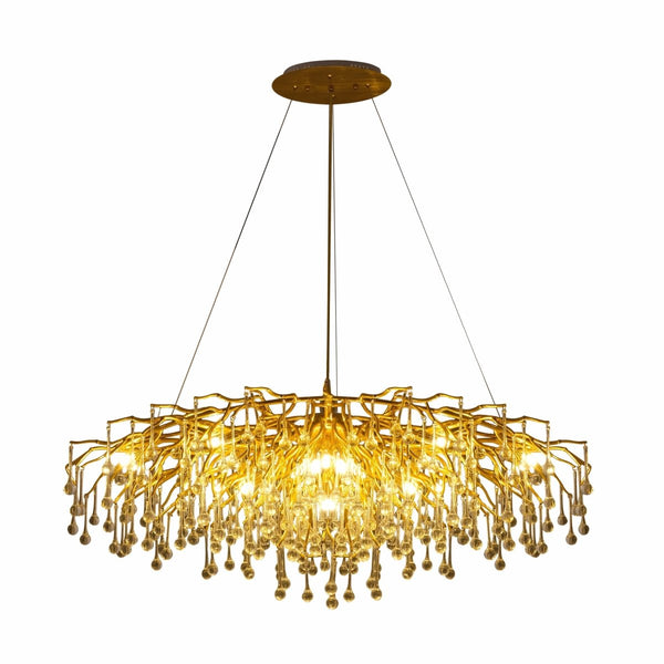Modern Crystal Glass Droplet Teardrop Chandelier Ceiling Light 13xG9 1200mm