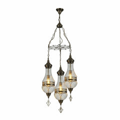 Moroccan Style Antique Brass and Clear Glass Ceiling Oriental Chandelier E27
