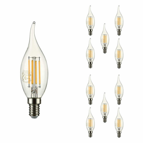 TEKLED
LED Filament C35 Candle Bulb E14 Small Edison Screw 4W - Flame Tip / 2700K Warm White / Pack of 6 or 10.