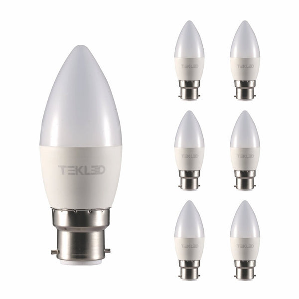 TEKLED
Cetus LED Candle Bulb C37 B22 Bayonet Cap 6W - 2700K Warm White / Pack of 6 or 10