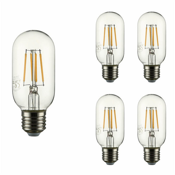 LED Filament T45 T30 Tubular Bulb E27 Edison Screw 4W Pack of 4 Warm White