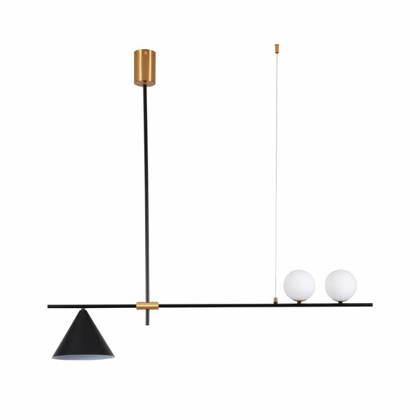 Nordic Modern Island Chandelier Ceiling Light G9 and E27 Black or Gold Funnel Opal Globe