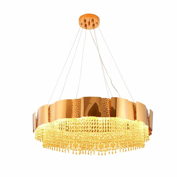 Octagon Crystal Gold Metal Kitchen Island Chandelier Ceiling Light E14
