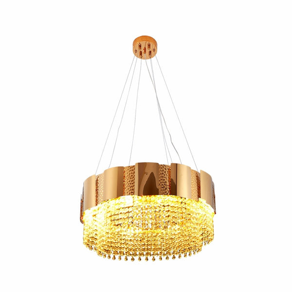 Octagon Crystal Gold Metal Kitchen Island Chandelier Ceiling Light E14