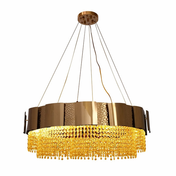 Octagon Crystal Gold Metal Kitchen Island Chandelier Ceiling Light E14