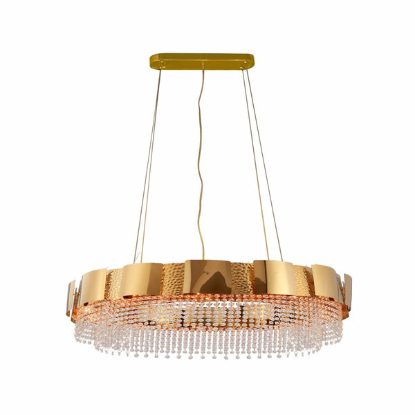 Octagon Crystal Gold Metal Kitchen Island Chandelier Ceiling Light E14