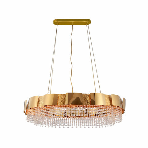 Octagon Crystal Gold Metal Kitchen Island Chandelier Ceiling Light E14