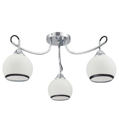 Opal Dome Glass Chrome Metal Semi Flush Ceiling Light