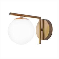 Opal Globe Glass Bronze L Shape Metal Wall Light E27 Fitting