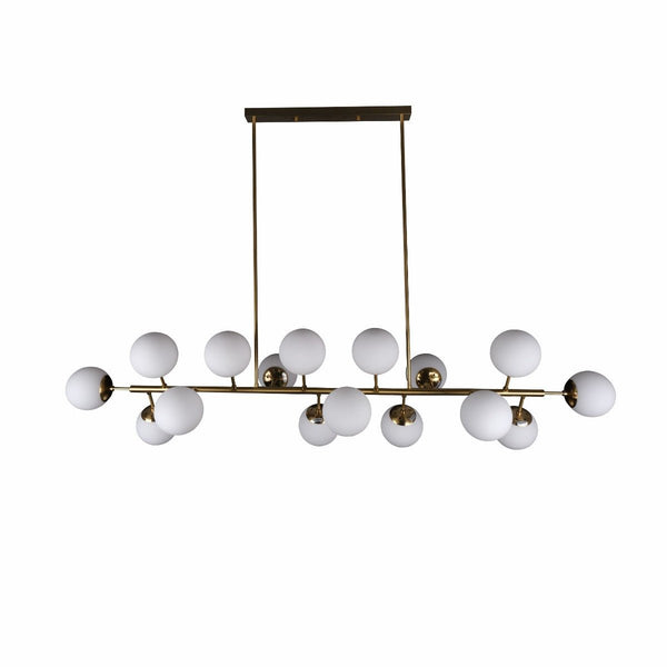 Modern Molecule Style Amber Smoky Opal Glass Globe Gold Black Metal Body Island Chandelier Ceiling Light