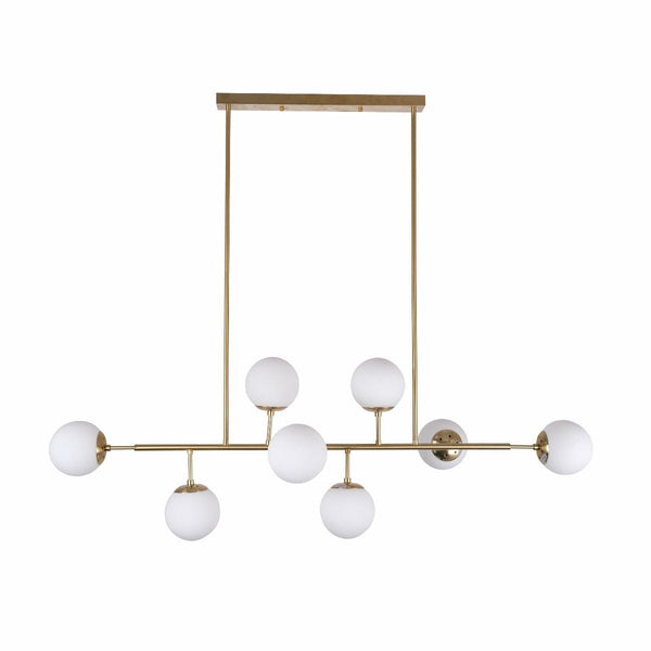 Modern Molecule Style Amber Smoky Opal Glass Globe Gold Black Metal Body Island Chandelier Ceiling Light